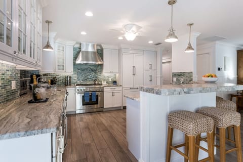 View of the kitchen from the dining area.