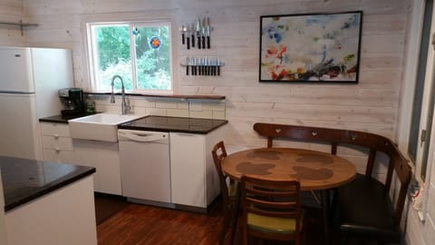 Kitchen breakfast nook with flexible seating for meals, games, or hanging out!