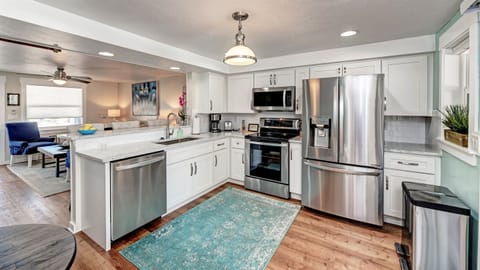 2 kitchens. Very well equipped with Knives, bowls, trays, cookware for cooking! Anything missing? We will ship it to you!