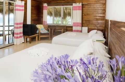 Standard Double Room, 2 Double Beds, Ocean View | Minibar, iron/ironing board, bed sheets