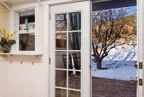 View of back yard from dining area.