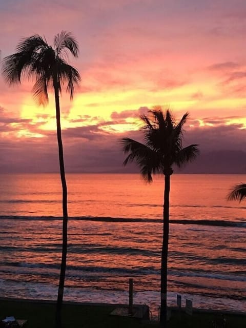 Gorgeous sunset from the lanai.  You can fall asleep to the sound of the waves!