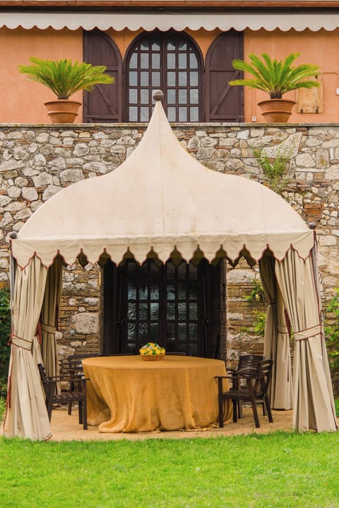 Medieval tent. Breakfast and dining area.