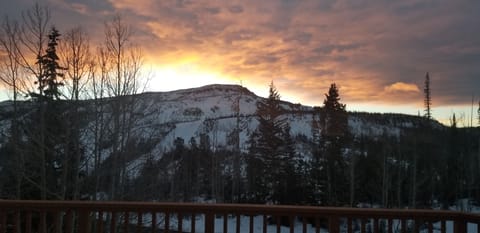 Breathtaking view from main livingroom balcony of sunrise over Giant Steps 
