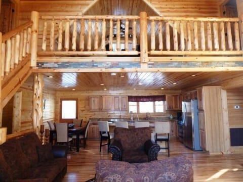 Main living area, kitchen and loft 