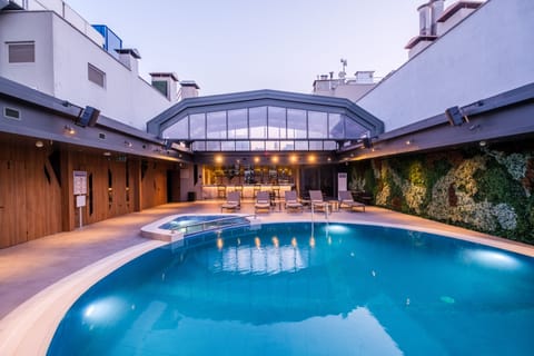 Indoor pool, outdoor pool, open 10:30 AM to 8:30 PM, sun loungers