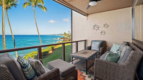 Poipu Makai #E2 - Oceanfront Covered Seating Lanai - Parrish Kauai