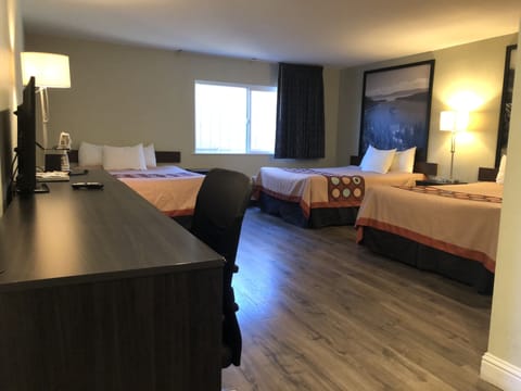 Deluxe Family Suite, 3 Queen Beds, Non Smoking | Desk, blackout drapes, iron/ironing board, free WiFi