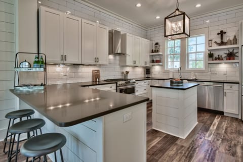 kitchen fit for a gourmet, wide and open to the living and dining areas