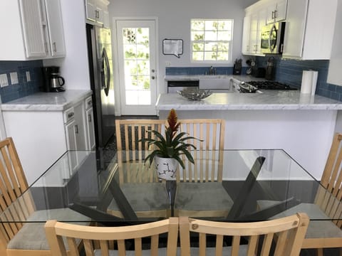 Overlooking kitchen from the dining area
