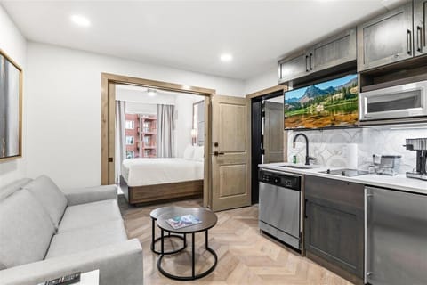 Premium bedding, laptop workspace, blackout drapes, iron/ironing board