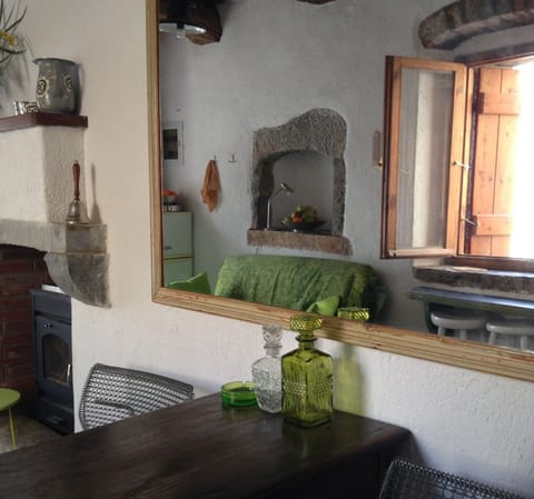 Desk in front of garden window