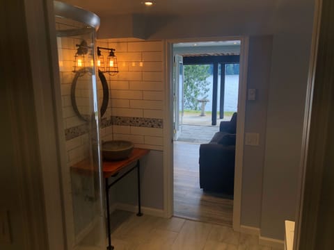 Bathroom with lakeview views