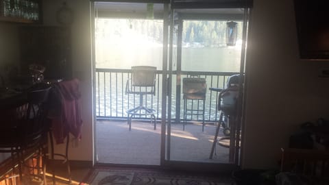 View from living room looking out on the covered patio.