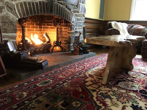 One of 3 gas-log fireplaces in the Wrightsville cabin rental.  