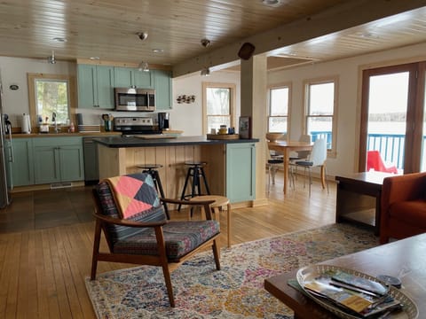 Open floor plan for socializing while cooking.