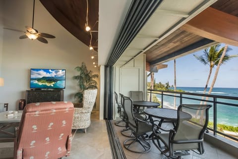 Living room opens directly to the oceanfront, bringing the view right inside!
