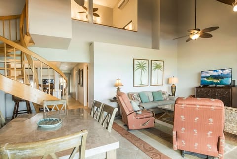 Living area with loft above