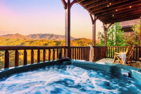 enjoy the falls foliage mountain view right from the deck with the hot tub
