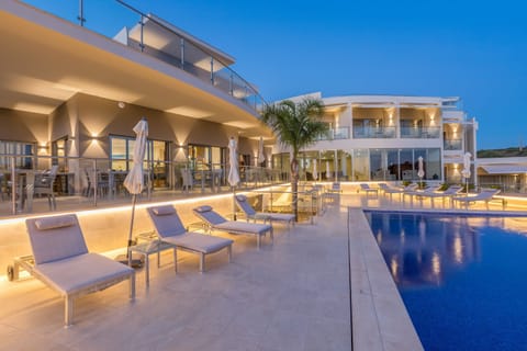 Indoor pool, outdoor pool, sun loungers