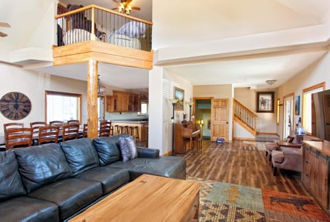 Main level living room view to dining room