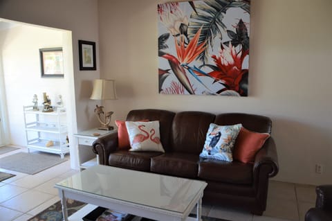 La-Z-Boy leather couch with queen sleeper sofa