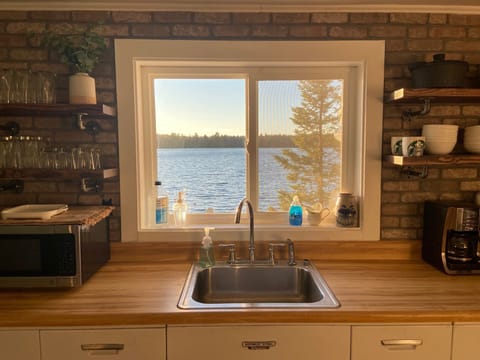 Kitchen view to lake stunning