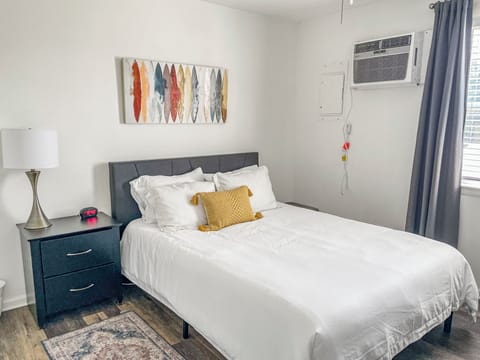 Queen beds in bedrooms with memory foam mattress