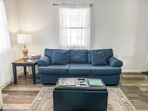 Comfy couch to lounge and relax, watch smart TV with Hulu and Netflix