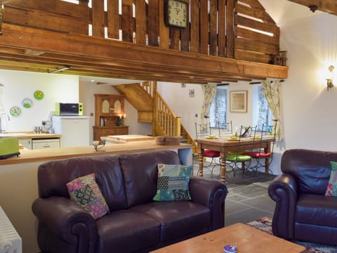 Living space with an impressive vaulted beamed ceiling | Ravens Roost - Upper Farm Barns, Mathry, near St Davids