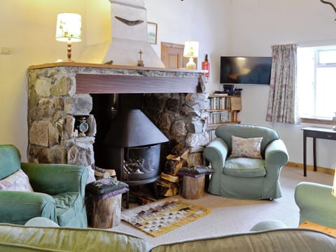Log-burning fire in traditional fireplace | Tigh na&rsquo; Caoiraich, Invergarry, Tomdoun