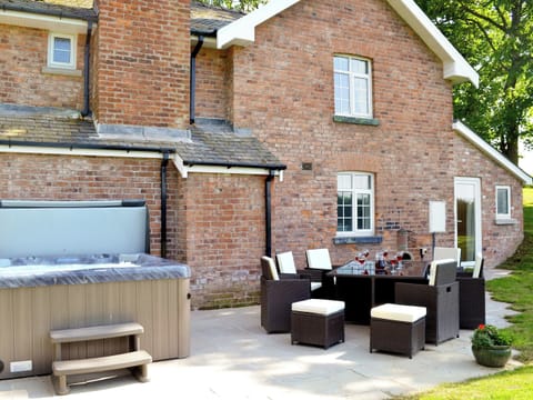 Fantasic outside seating area with hot tub | Cefnaire, Newtown