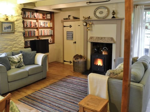 Living room with dining area and wood burner | Fairmaiden, Polruan-by-Fowey