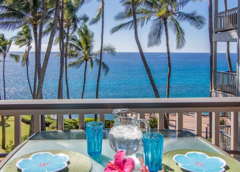 Oceanfront view from the lanai.  The perfect spot for morning coffee.  