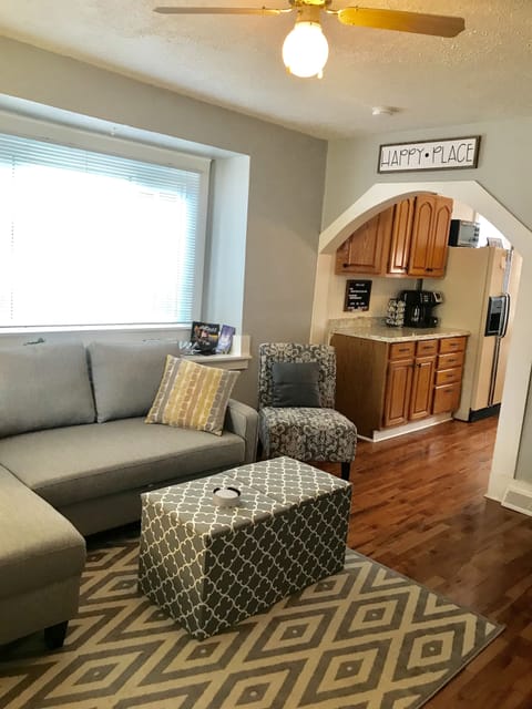 Living room with fold out sectional 