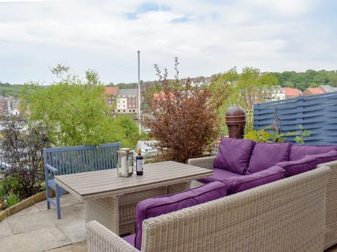 Harbour views from the delightful sitting out area | Esk View - Captains Row, Whitby