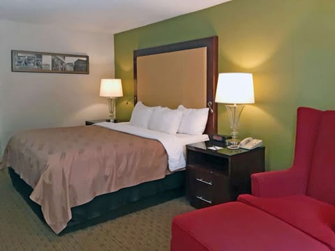Premium bedding, memory foam beds, desk, laptop workspace