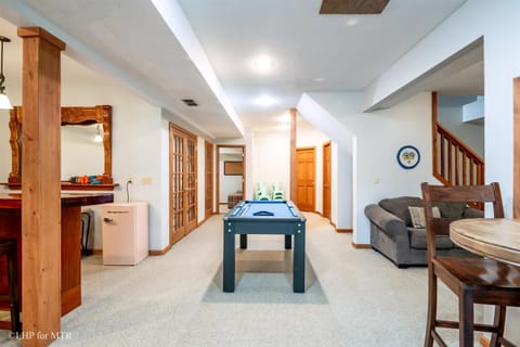 Walk-Out Basement Rec Area with TWO Pool Tables 8` & 5.5` and Bar