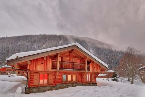 Chalet Coralie is a beautiful traditional alpine style demi-chalet. Back of Chalet 