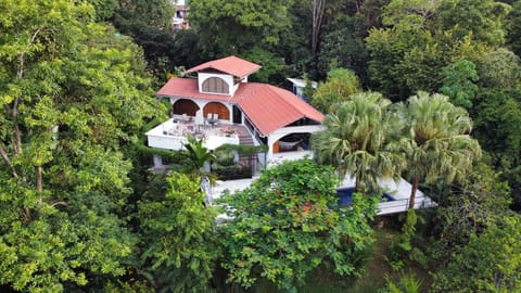 3 levels, one bedroom per plus a pool.