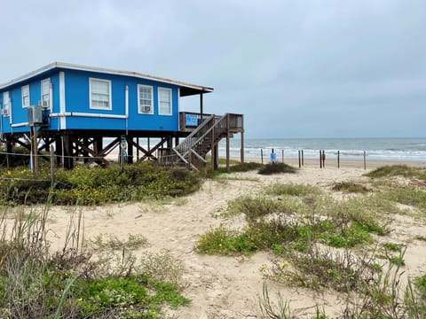 On beach.  Access is via drive-on beach or photo of pathway from close by road