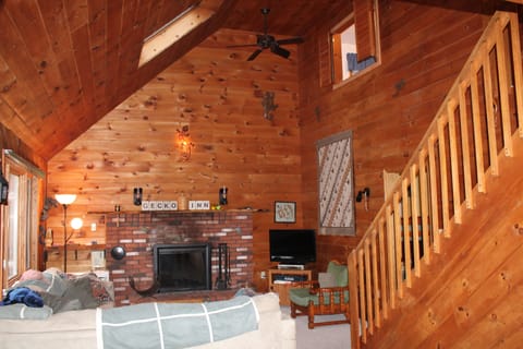 View from Sky chair into oversized family room.  