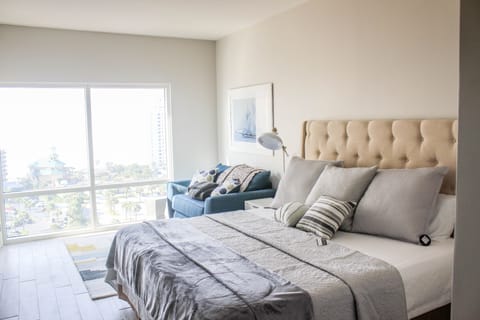 Coastal Modern furnishings with a comfortable King Bed