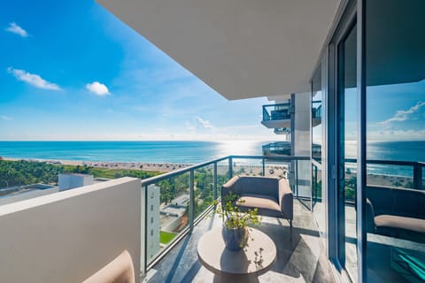 Balcony with double club chairs