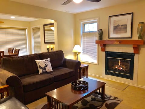 Cozy Living Room with Gas Fireplace.