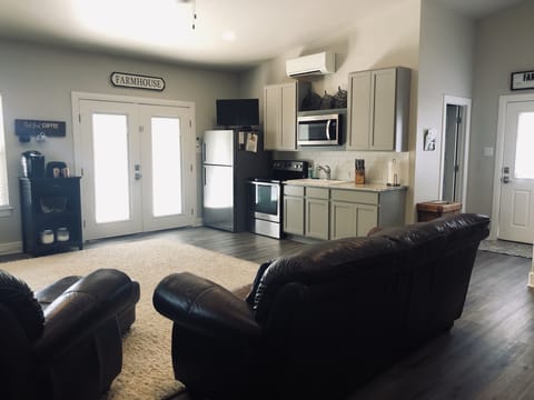 The kitchen is ready to make anything from coffee to a full dinner.