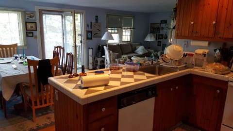 Kitchen looking out towards the deck