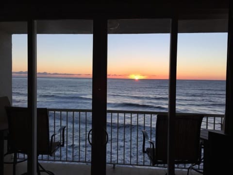 Watching for the 'green flash' out the balcony doors from the living room.