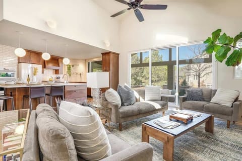 The patio is accessible from this living room.  There is excellent lighting in this room all day long! 