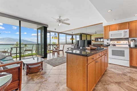 Views to island of Lanai from the kitchen!